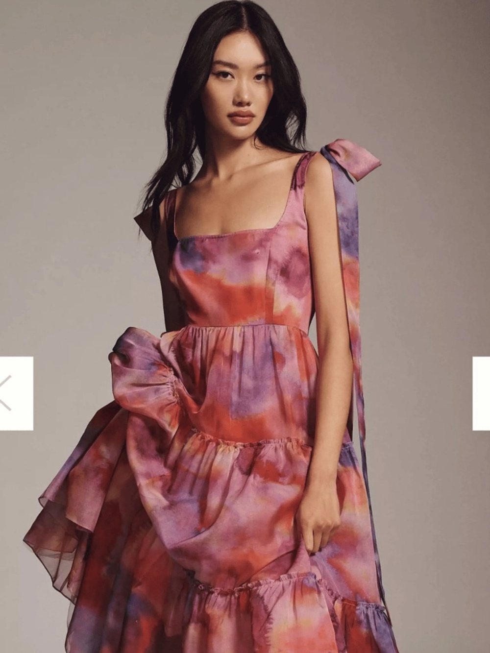 Anthropologie BHLDN Isabella Tiered Square-Neck A-Line Midi Dress